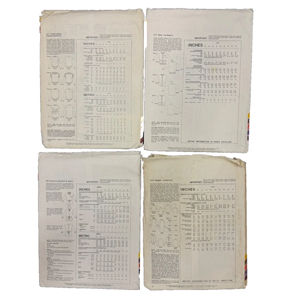 Lot of 4 Stretch & Sew Sewing Patterns Set Vintage Collection